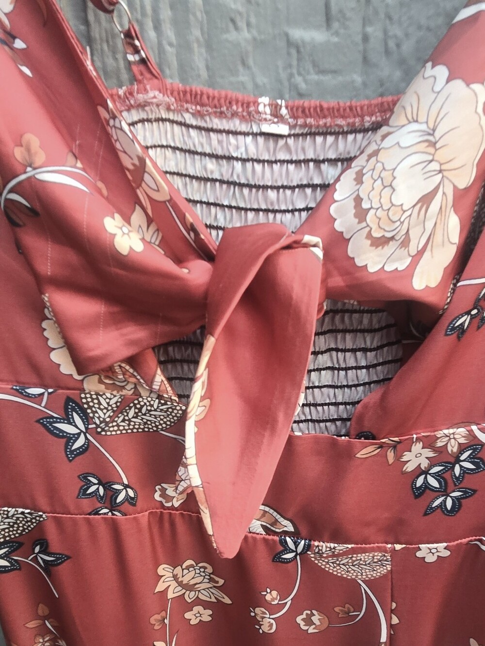 Silky Burnt Orange/Floral Dress - Picture 2 of 5